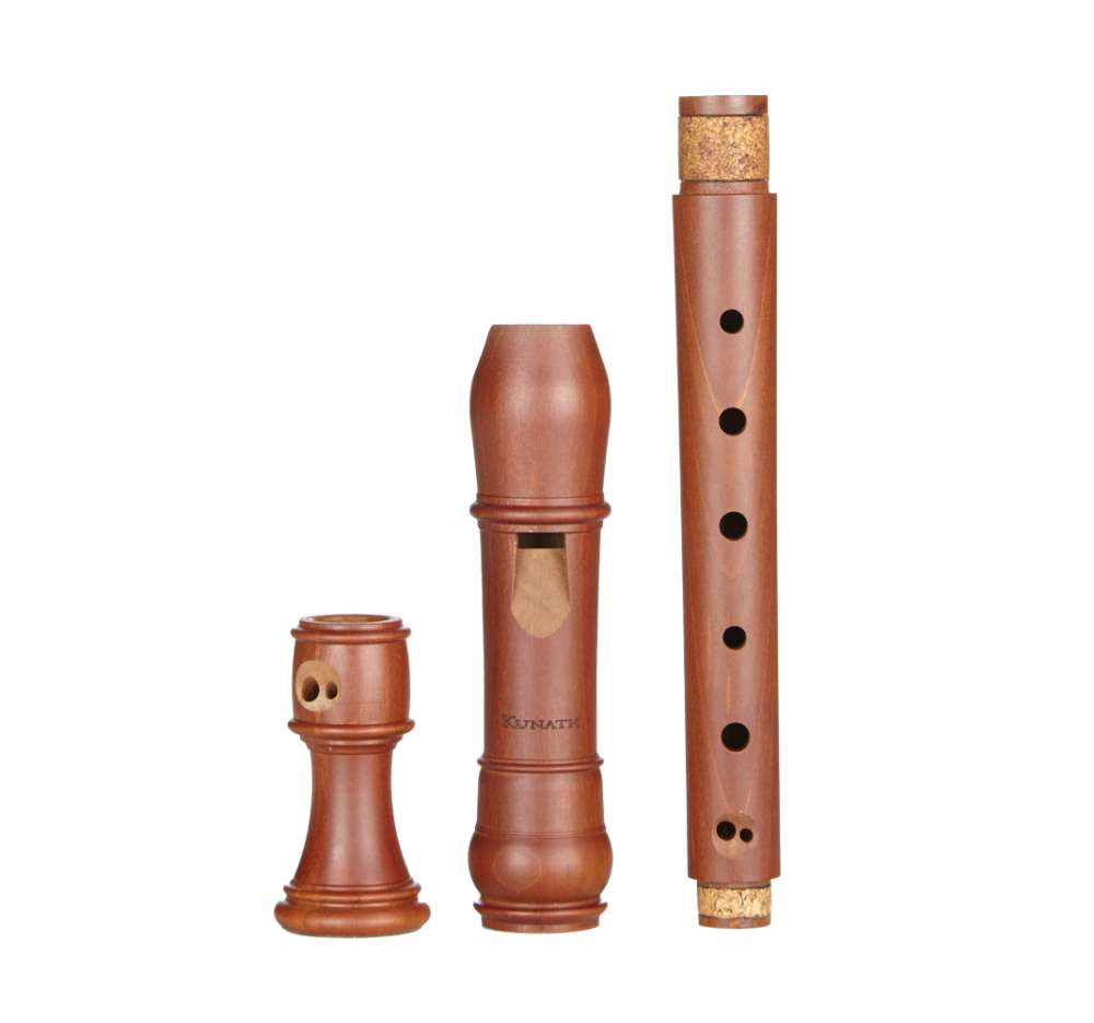 Flautino, pearwood stained, three-piece, baroque double hole, 440 Hz